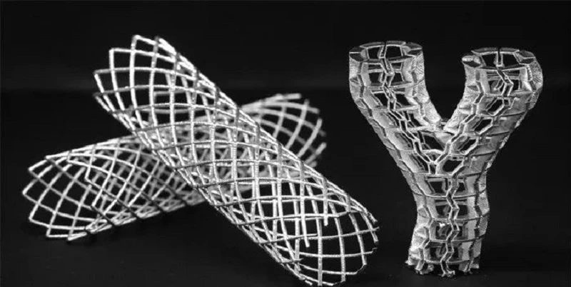 Examples of coronary stents 3D printed from carbonized materials